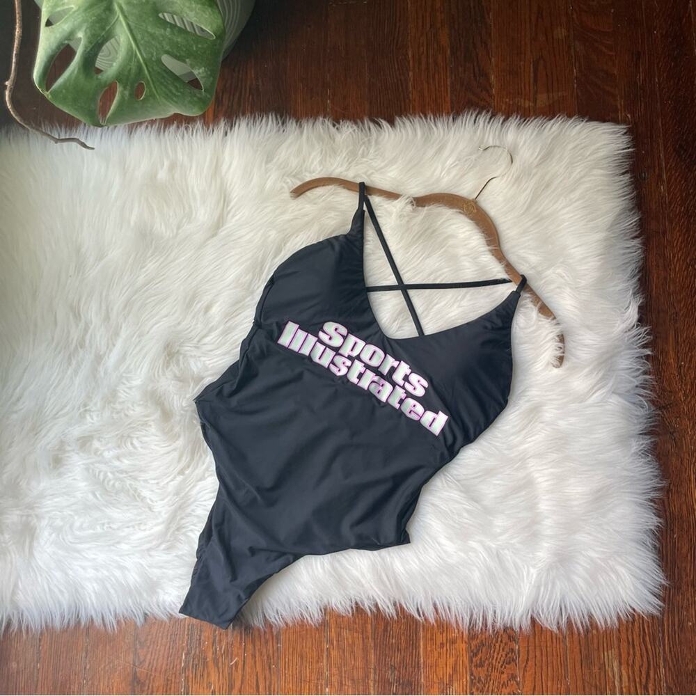 Sports Illustrated Swimsuit One Piece White & Pink Logo NWT Size 10